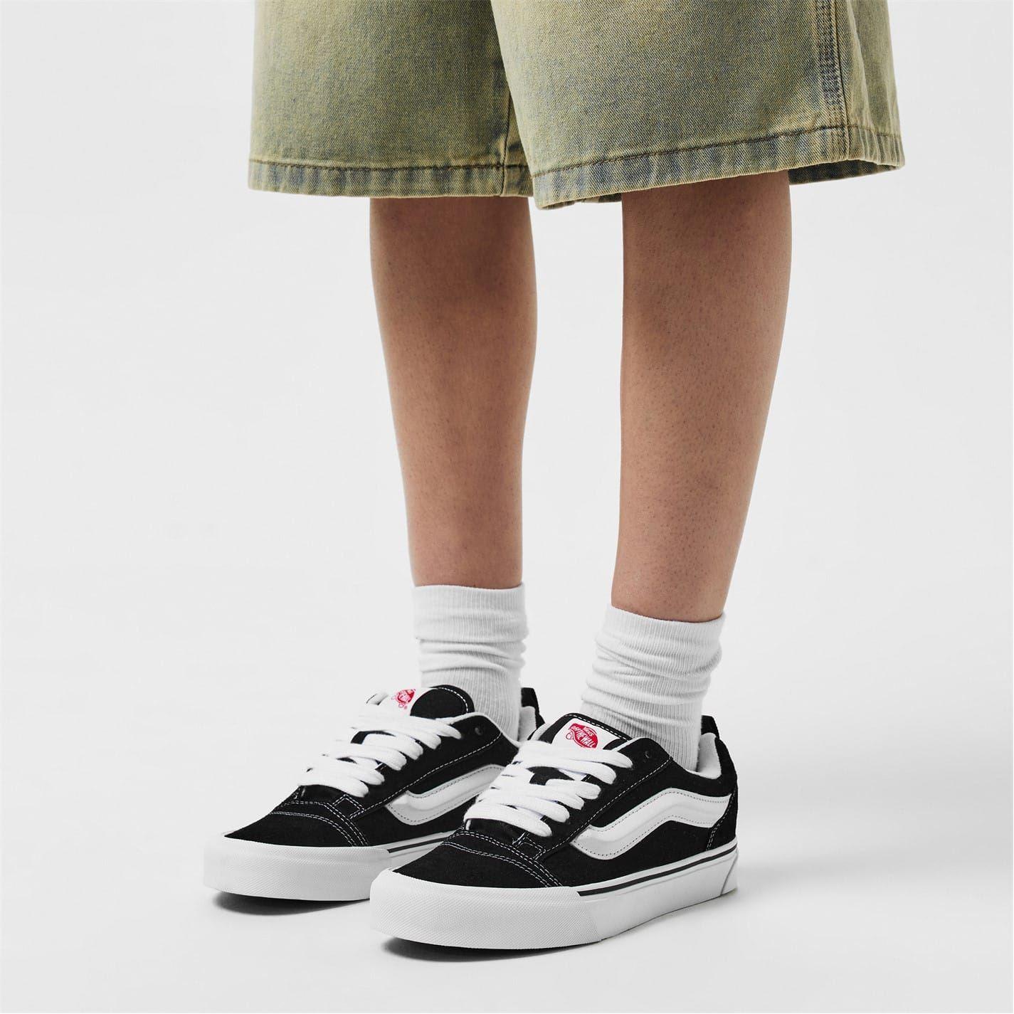 Black-White - Front - Vans Womens-Ladies Knu Skool Suede Trainers