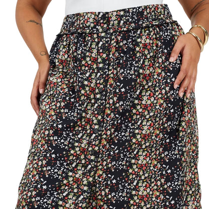 Black - Side - Brave Soul Womens-Ladies Floral High Waist Midi Skirt