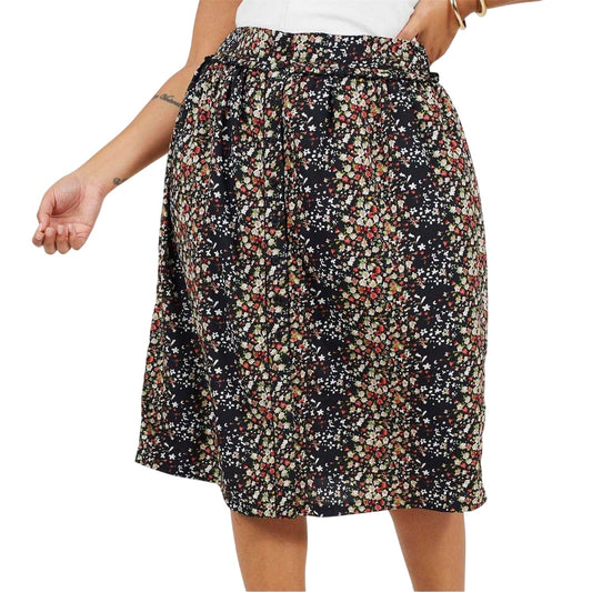 Black - Front - Brave Soul Womens-Ladies Floral High Waist Midi Skirt