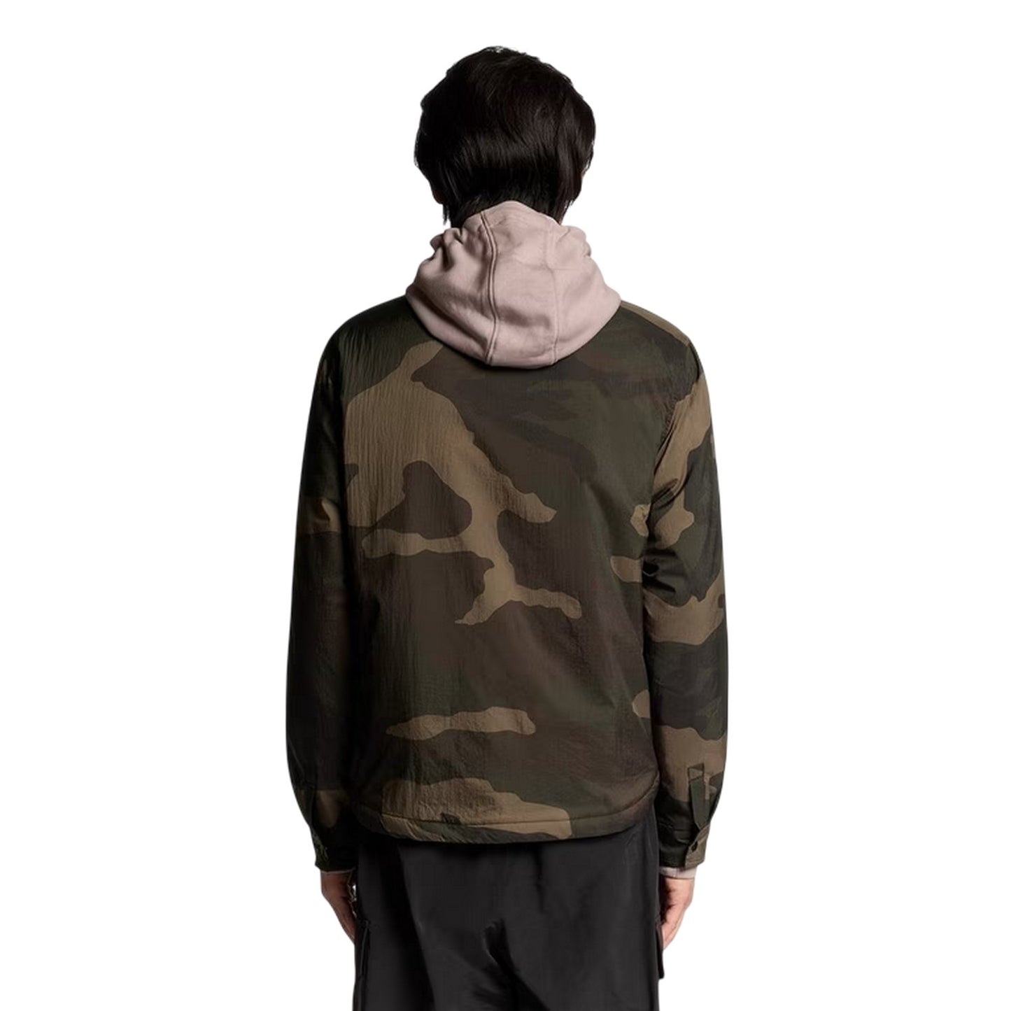 Olive - Back - Lyle & Scott Mens Camo Cotton Overshirt