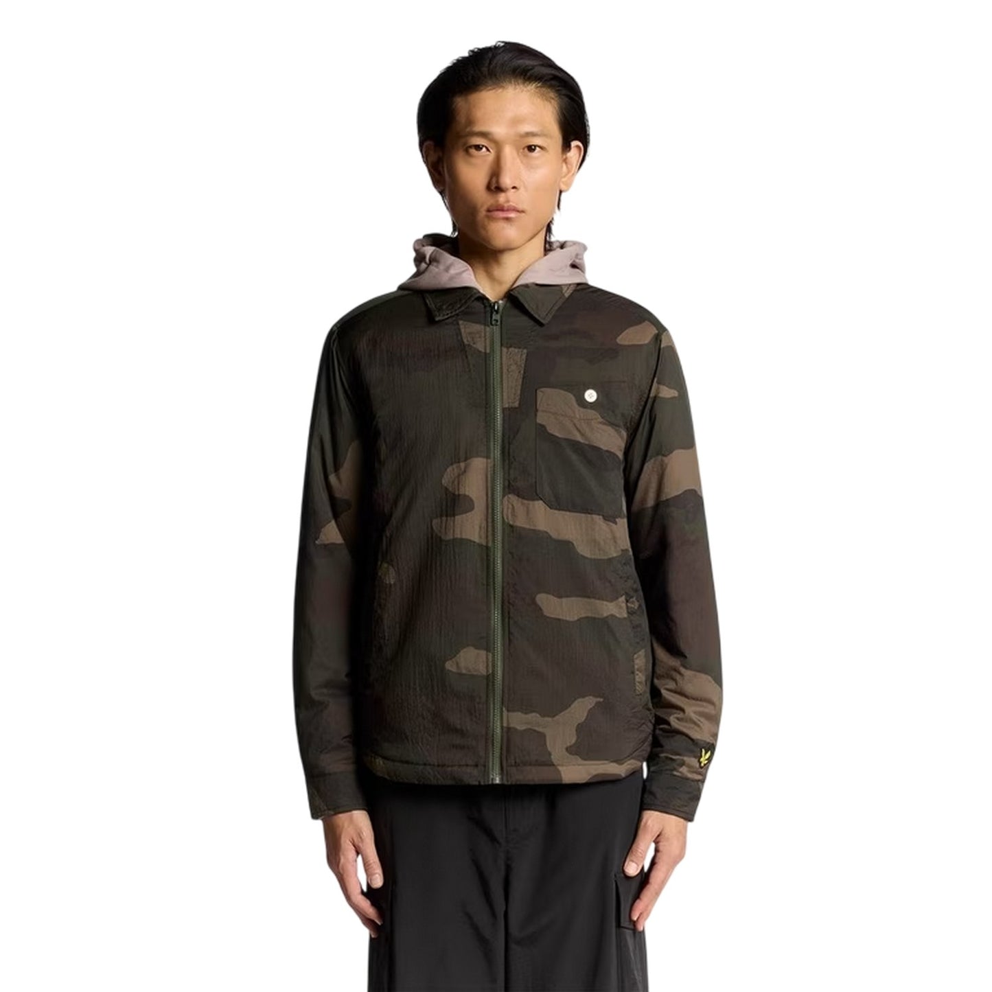 Olive - Pack Shot - Lyle & Scott Mens Camo Cotton Overshirt