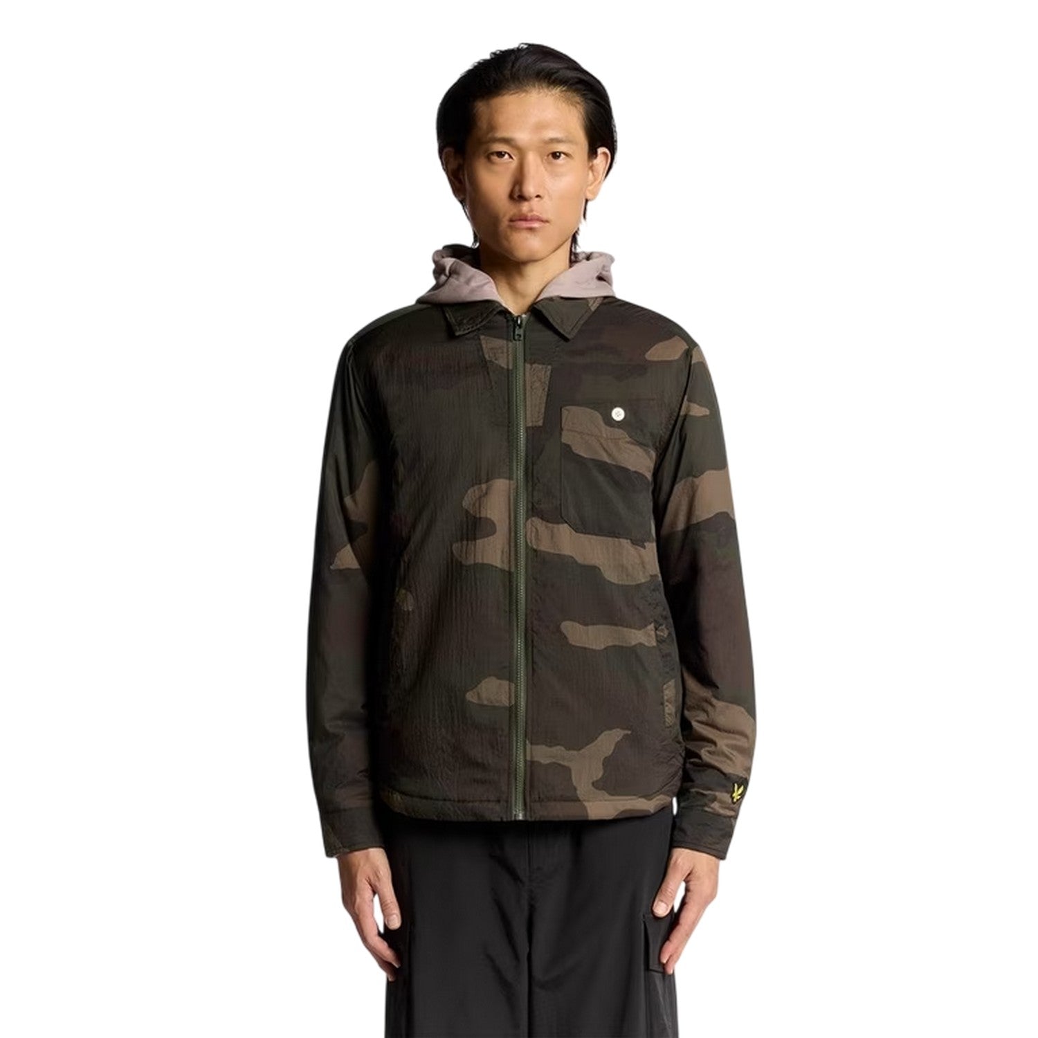 Olive - Pack Shot - Lyle & Scott Mens Camo Cotton Overshirt