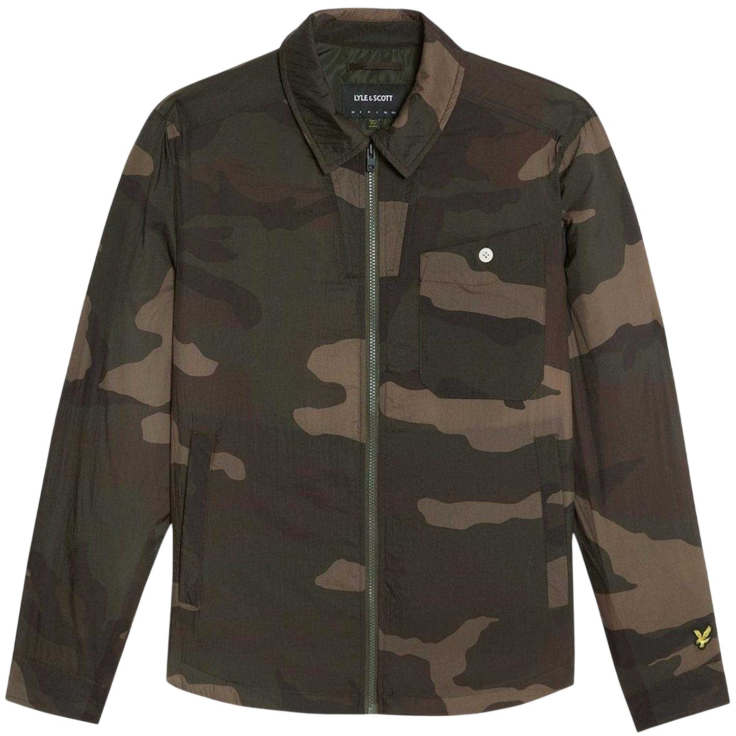 Olive - Front - Lyle & Scott Mens Camo Cotton Overshirt