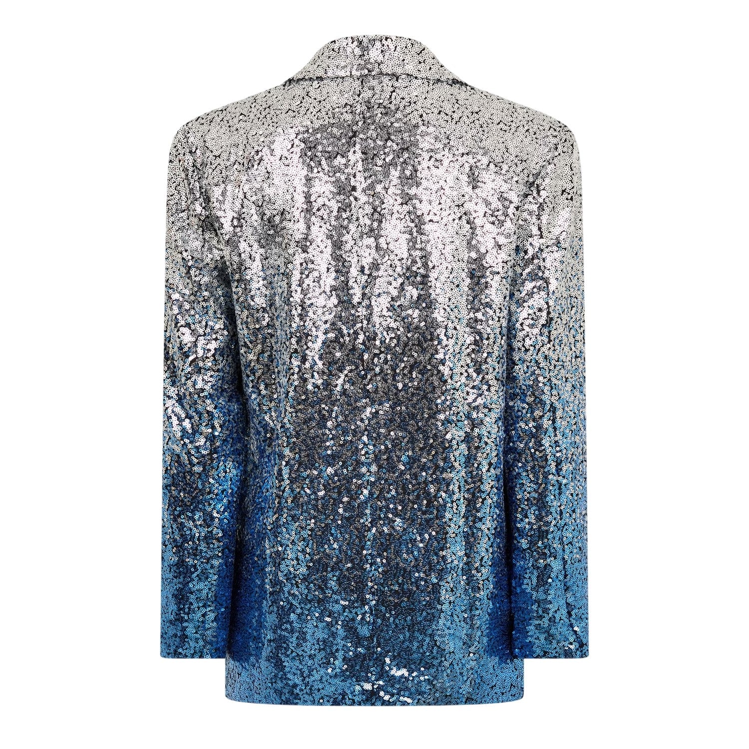Silver - Back - AmyLynn Womens-Ladies Sequin Double-Breasted Blazer