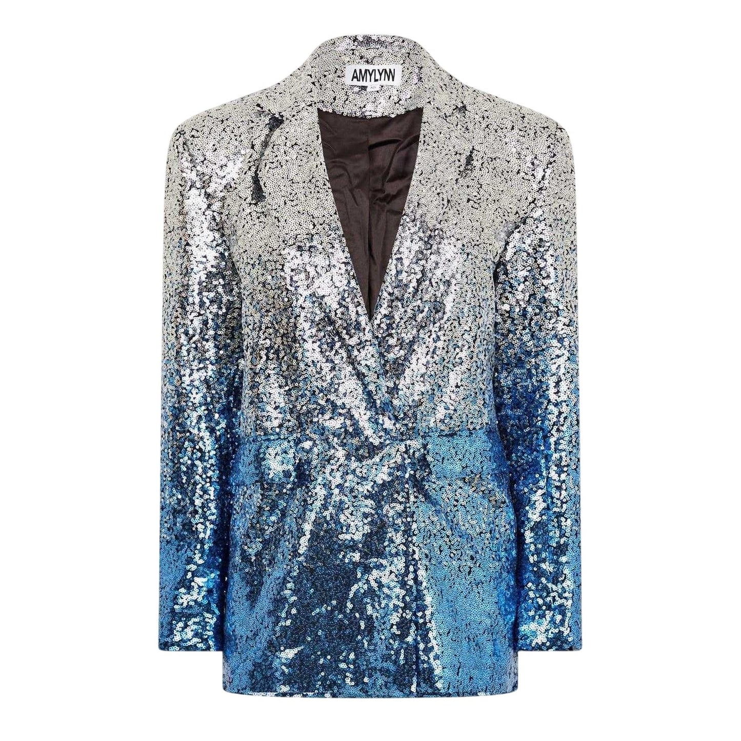 Silver - Front - AmyLynn Womens-Ladies Sequin Double-Breasted Blazer