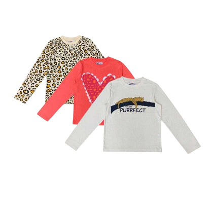 Multicoloured - Back - Star Childrens-Kids Leopard Print Long-Sleeved Long Pyjama Set (Pack of 3)