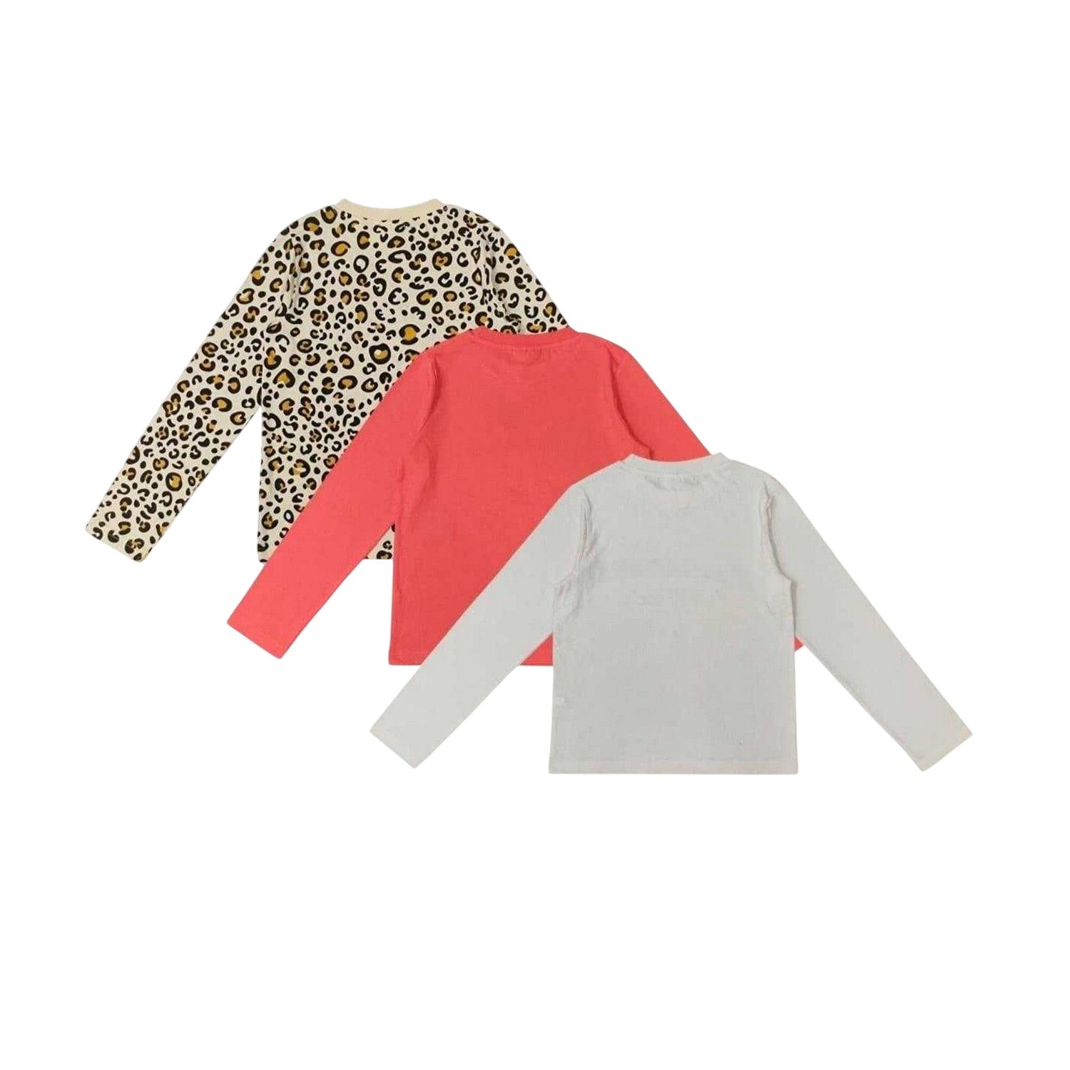 Multicoloured - Side - Star Childrens-Kids Leopard Print Long-Sleeved Long Pyjama Set (Pack of 3)