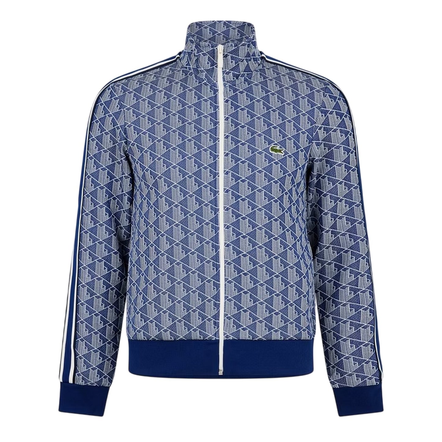 Methyl Blue-White - Front - Lacoste Mens Paris All-Over Print Full Zip Tracksuit Top