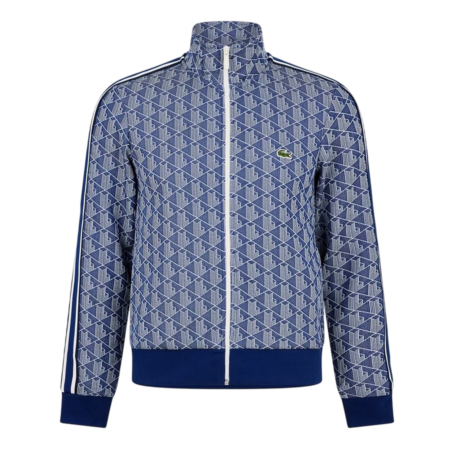 Methyl Blue-White - Front - Lacoste Mens Paris All-Over Print Full Zip Tracksuit Top