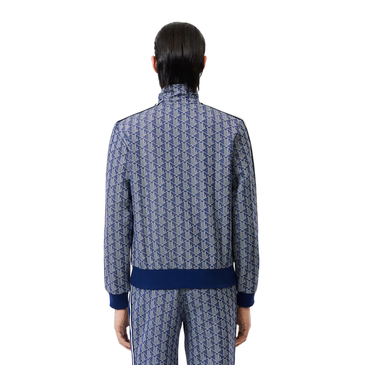 Methyl Blue-White - Back - Lacoste Mens Paris All-Over Print Full Zip Tracksuit Top