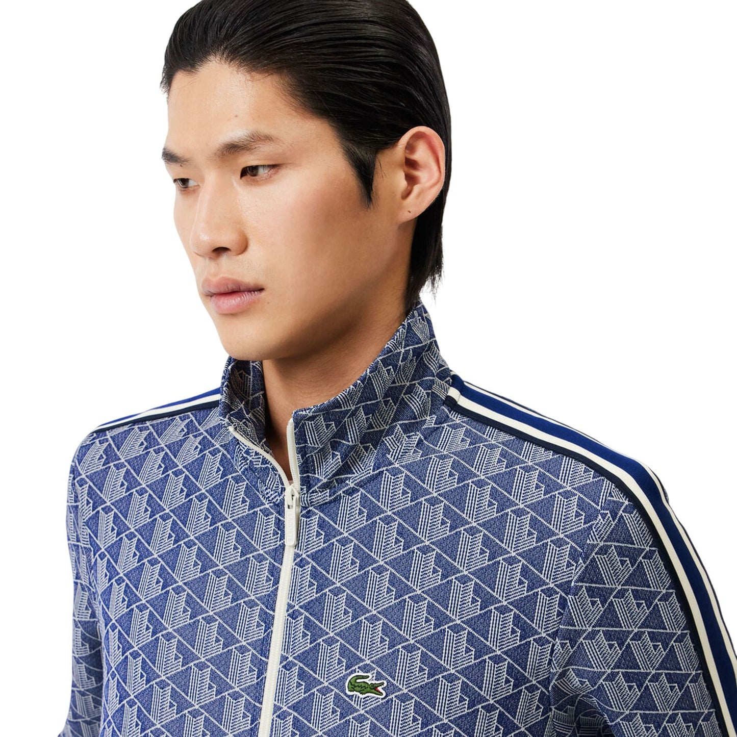 Methyl Blue-White - Side - Lacoste Mens Paris All-Over Print Full Zip Tracksuit Top