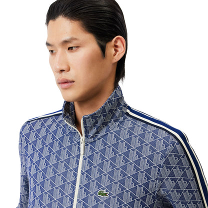 Methyl Blue-White - Side - Lacoste Mens Paris All-Over Print Full Zip Tracksuit Top