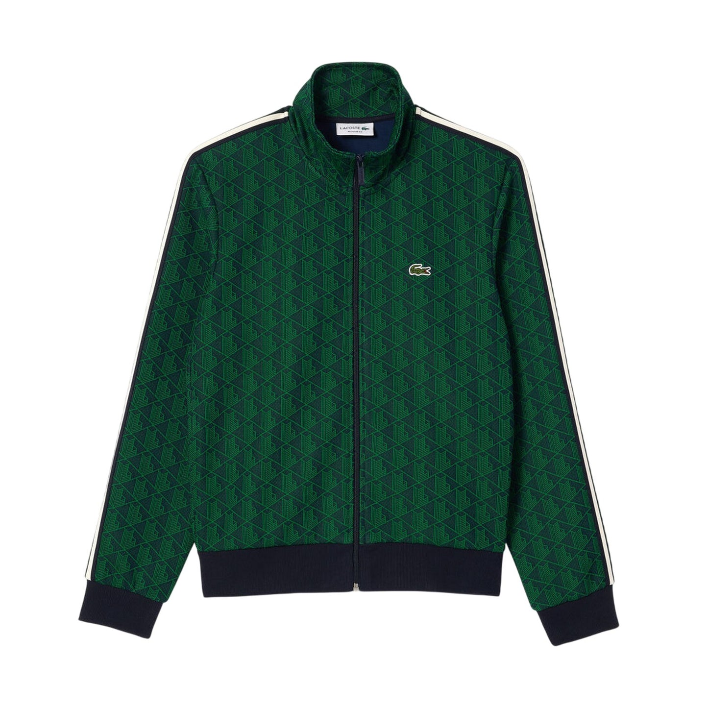Blue-Green - Front - Lacoste Mens Paris All-Over Print Full Zip Tracksuit Top