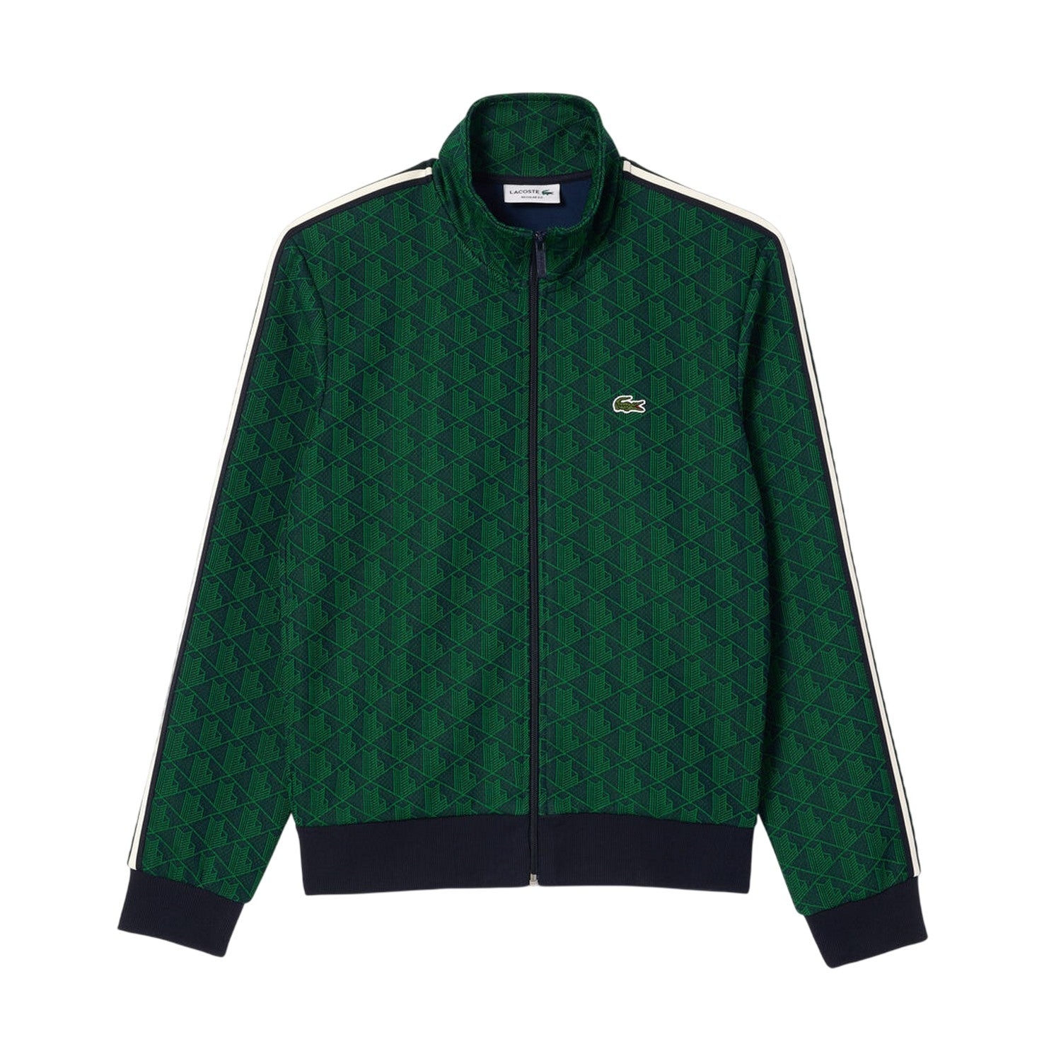 Blue-Green - Front - Lacoste Mens Paris All-Over Print Full Zip Tracksuit Top