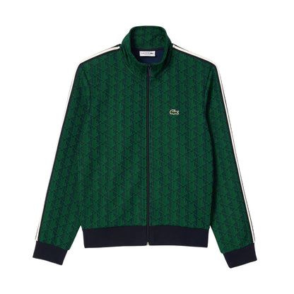 Blue-Green - Front - Lacoste Mens Paris All-Over Print Full Zip Tracksuit Top