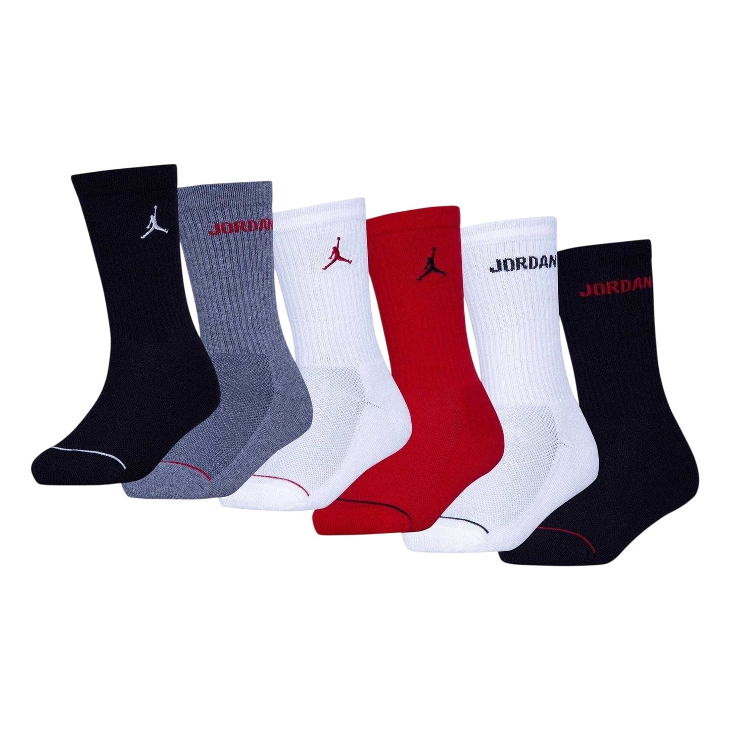 Red-Black-White - Front - Nike Childrens-Kids Legend Logo Crew Socks (Pack of 6)
