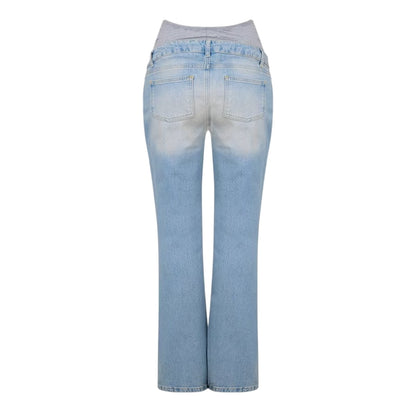 Light Denim Blue - Back - Mamalicious Womens-Ladies 5 Pockets Maternity Jeans