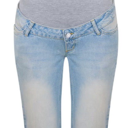 Light Denim Blue - Side - Mamalicious Womens-Ladies 5 Pockets Maternity Jeans