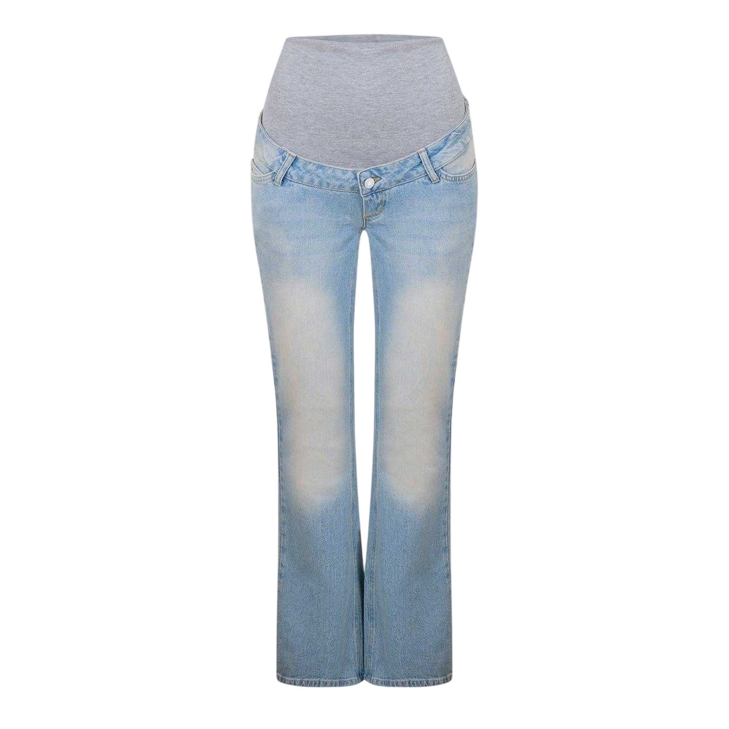 Light Denim Blue - Front - Mamalicious Womens-Ladies 5 Pockets Maternity Jeans