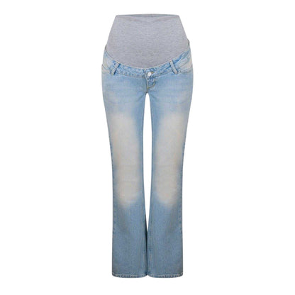 Light Denim Blue - Front - Mamalicious Womens-Ladies 5 Pockets Maternity Jeans