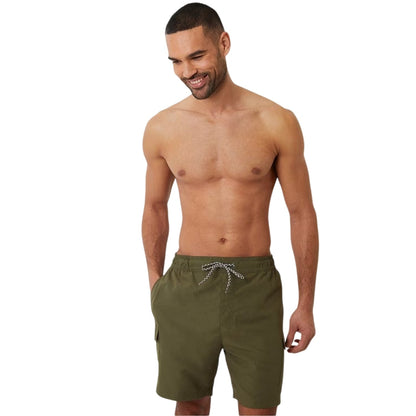 Khaki-Black - Back - Threadbare Mens Oxo Swim Shorts (Pack of 2)