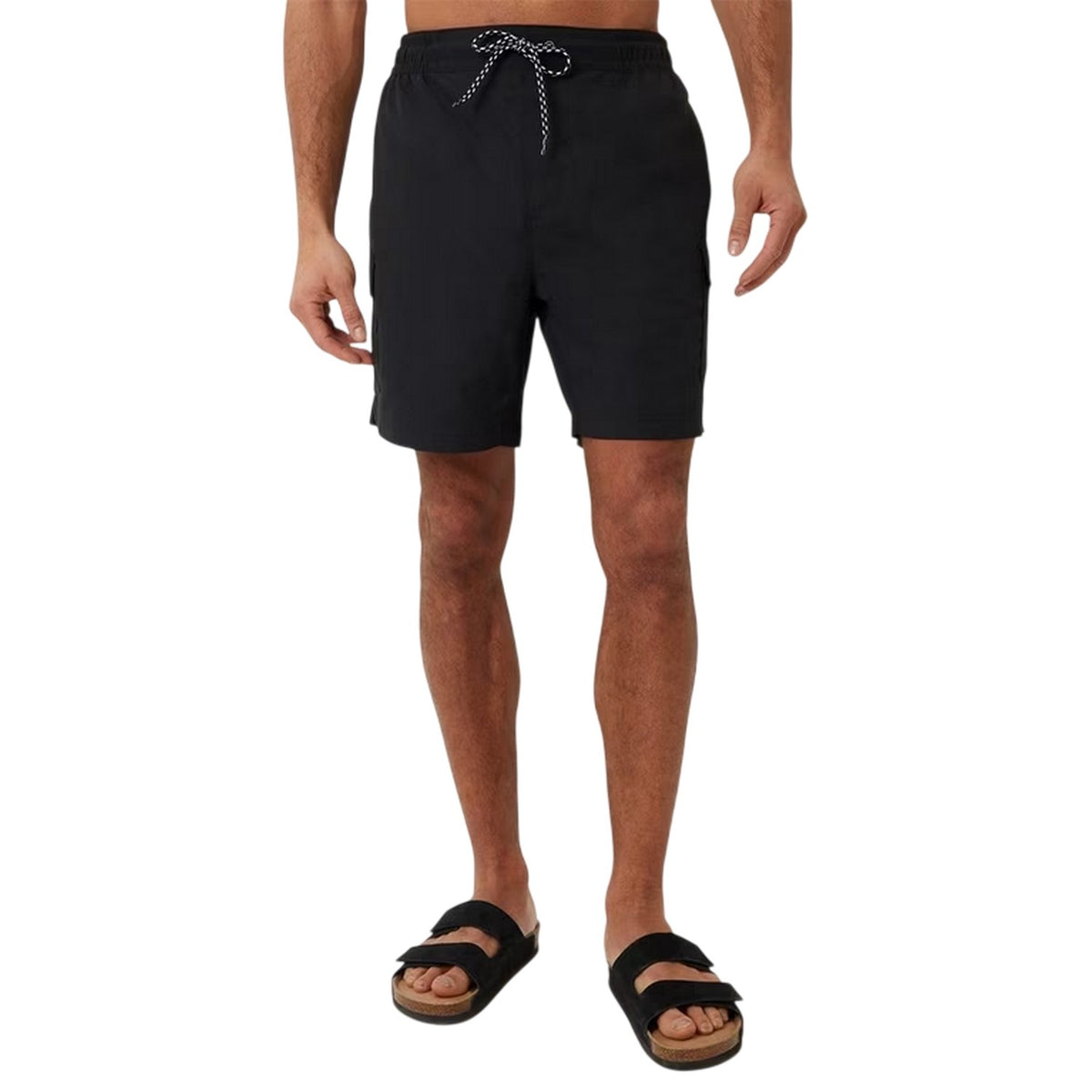 Khaki-Black - Side - Threadbare Mens Oxo Swim Shorts (Pack of 2)