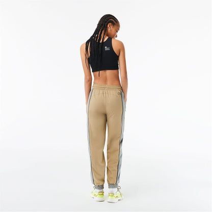 Cement - Side - Lacoste Womens-Ladies Elasticated Colour Block Slim Tracksuit Bottoms