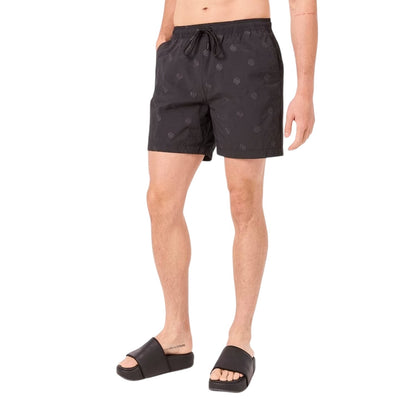 Black - Lifestyle - Boss Mens All Over Logo Regular Swim Shorts