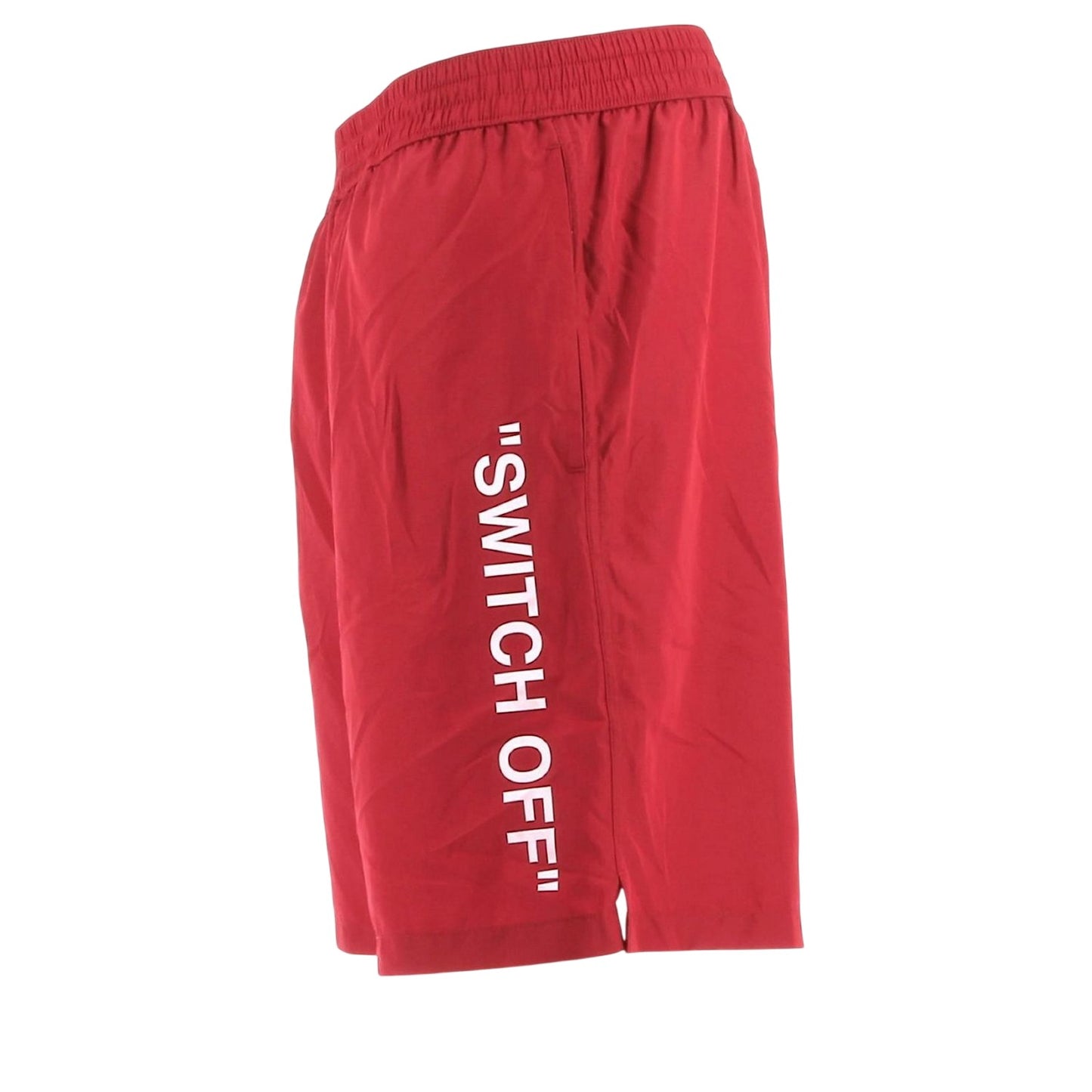 Red-White - Side - Off White Mens Graphic Print Relaxed Fit Swim Shorts