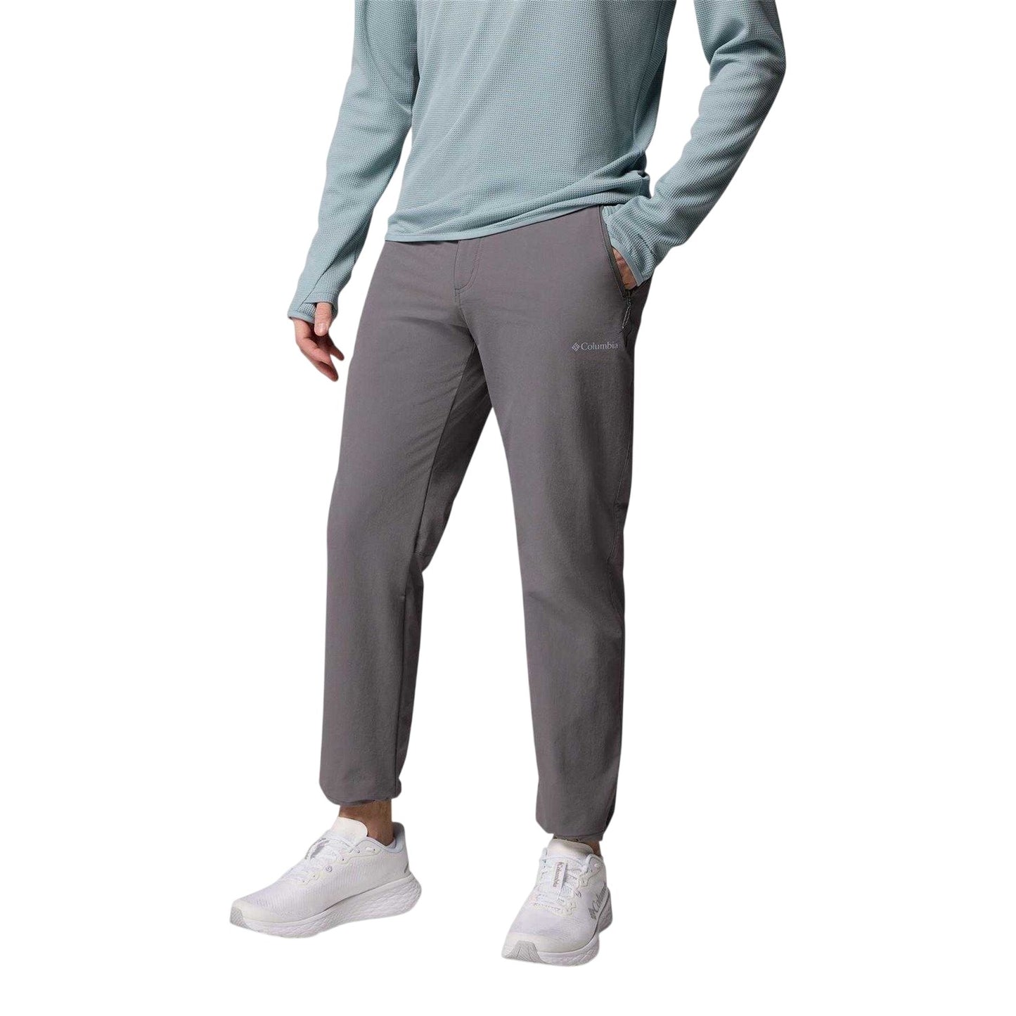 Grey - Side - Columbia Mens Essential Relaxed Fit Hiking Trousers