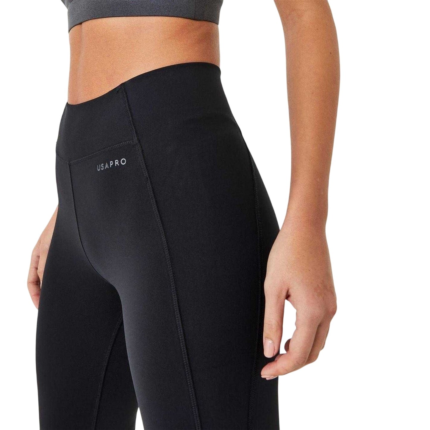 Black - Side - USA Pro Womens-Ladies Yoga Pants