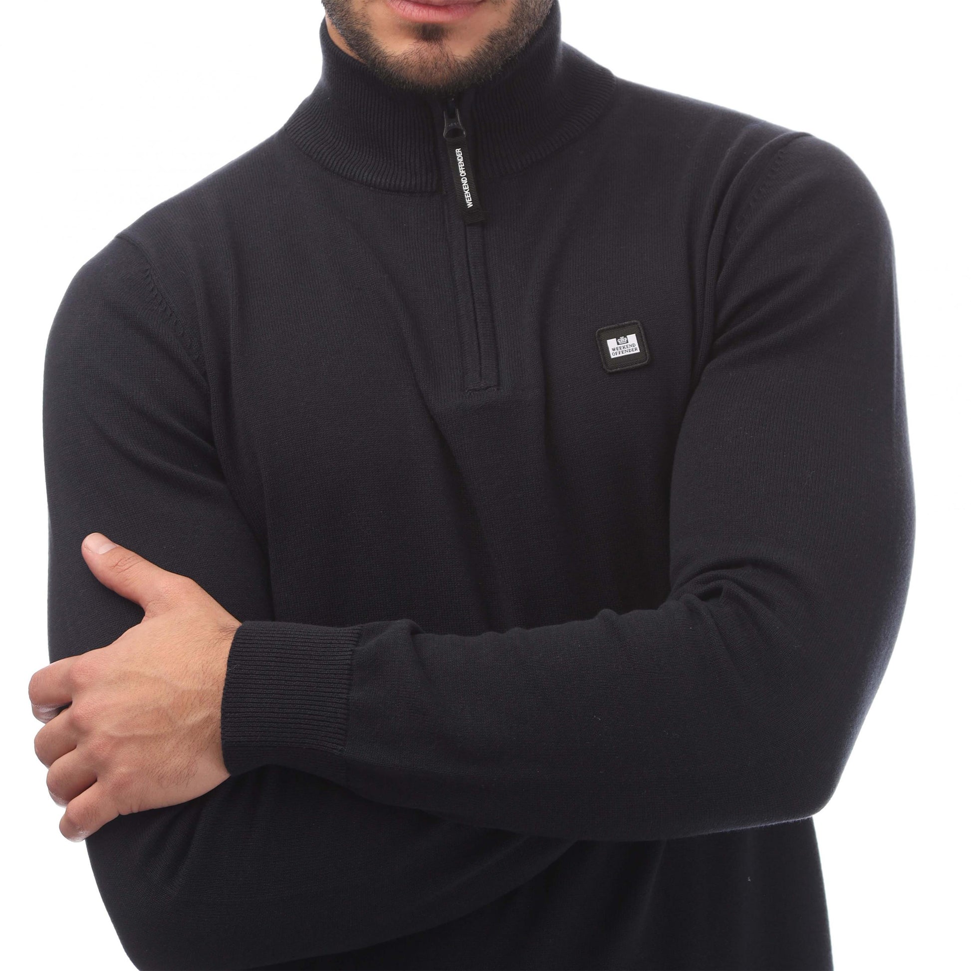Navy - Side - Weekend Offender Mens Paraguay Quarter Zip Sweatshirt