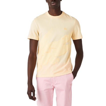 Yellow - Side - Lacoste Mens Crocodile Print Crew Neck T-Shirt