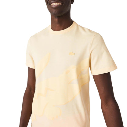 Yellow - Lifestyle - Lacoste Mens Crocodile Print Crew Neck T-Shirt