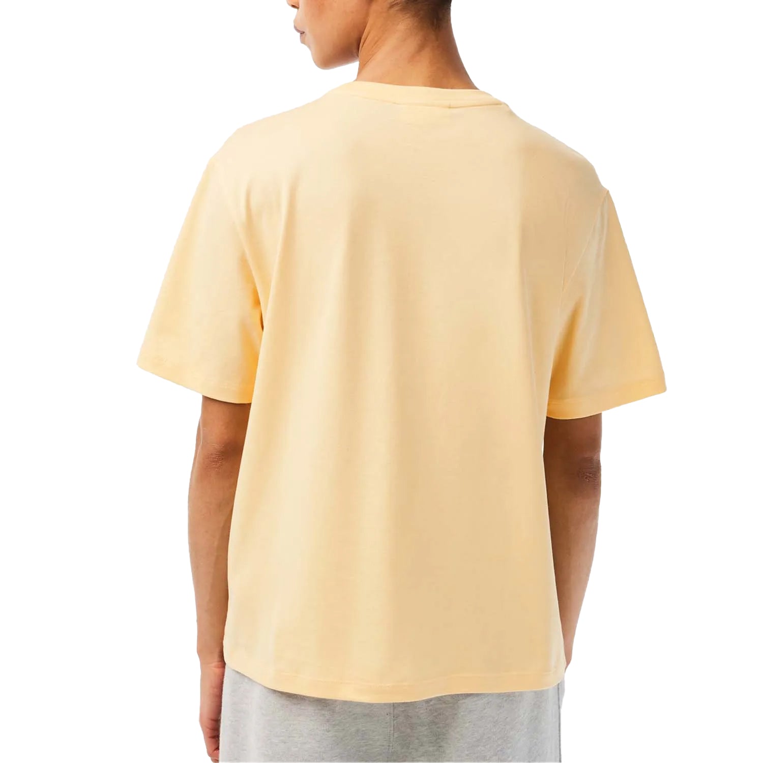 Yellow - Back - Lacoste Womens-Ladies Premium Cotton Crew Neck Boyfriend T-Shirt