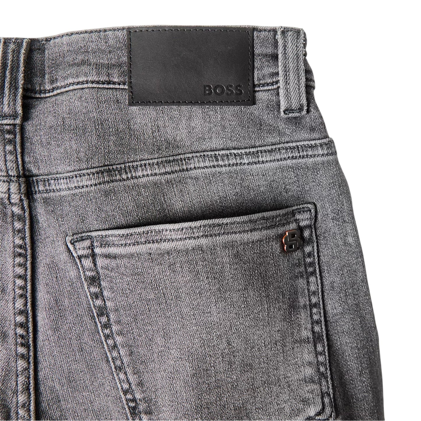 Medium Grey - Side - Boss Mens Delaware Denim Mid Rise Slim Jeans