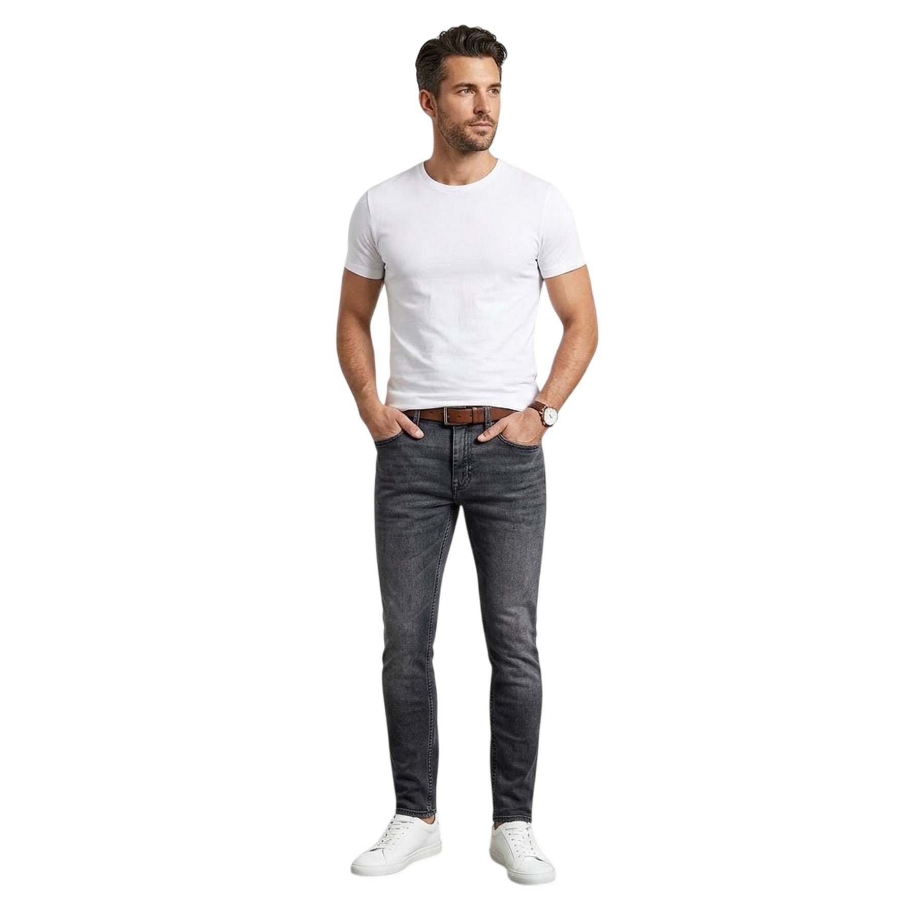 Medium Grey - Lifestyle - Boss Mens Delaware Denim Mid Rise Slim Jeans