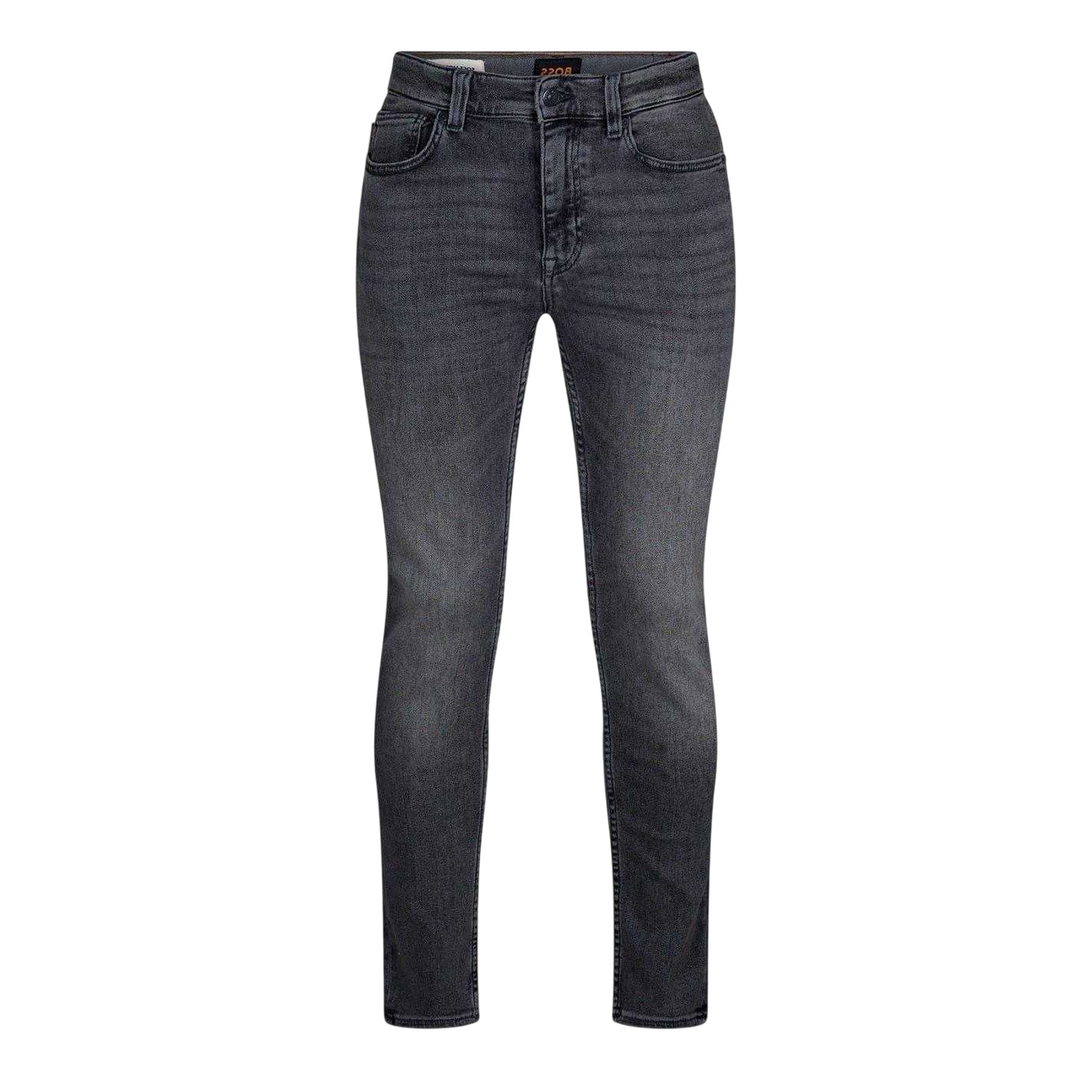 Medium Grey - Front - Boss Mens Delaware Denim Mid Rise Slim Jeans