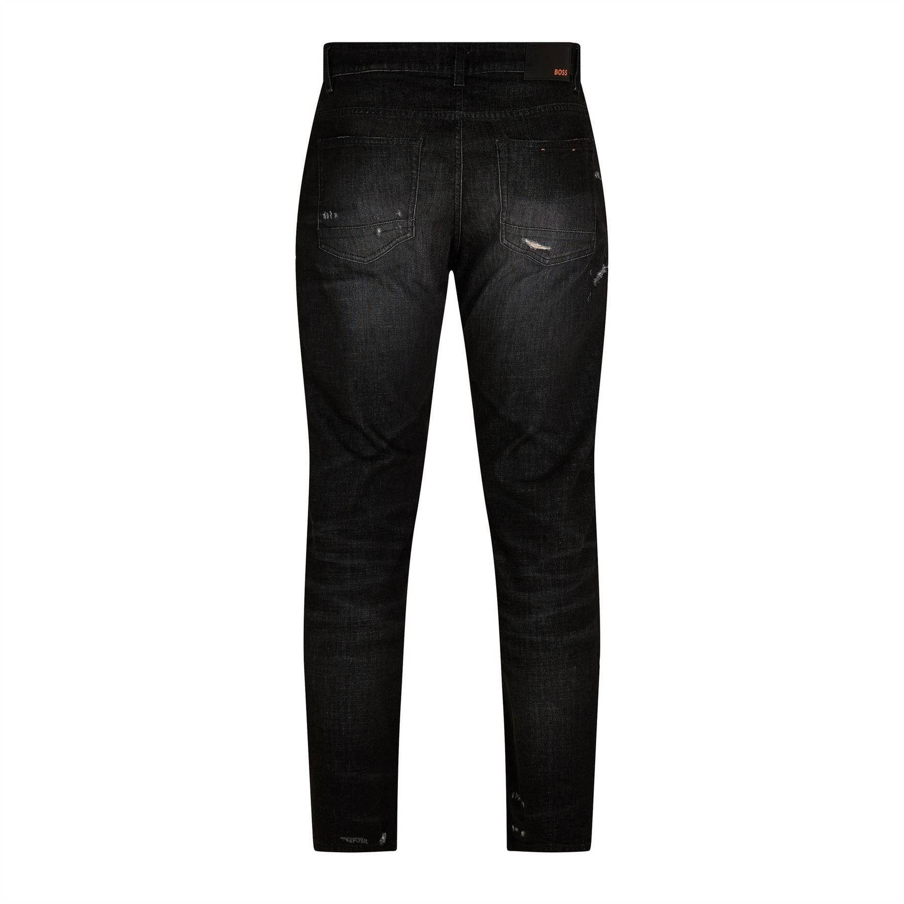 Charcoal - Back - Boss Mens Delaware Distressed Slim Jeans