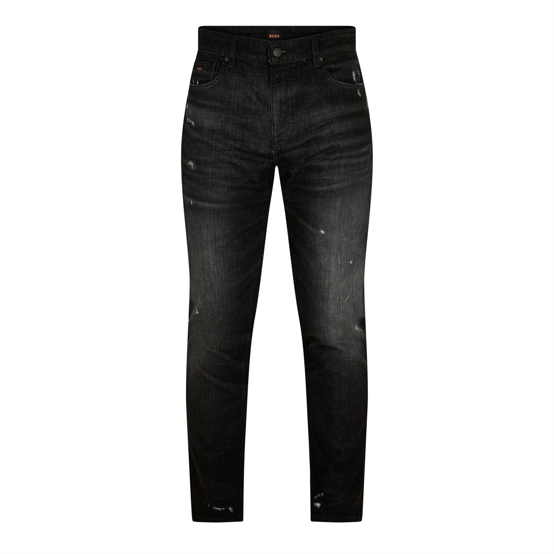 Charcoal - Front - Boss Mens Delaware Distressed Slim Jeans