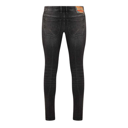 Black-Grey Denim - Back - Diesel Mens Sleenker Organic Cotton Skinny Jeans