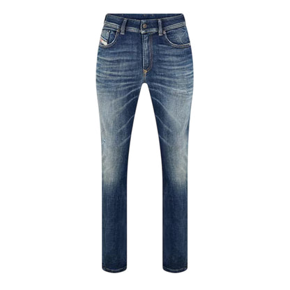 Medium Blue - Front - Diesel Mens Sleenker Organic Cotton Skinny Jeans