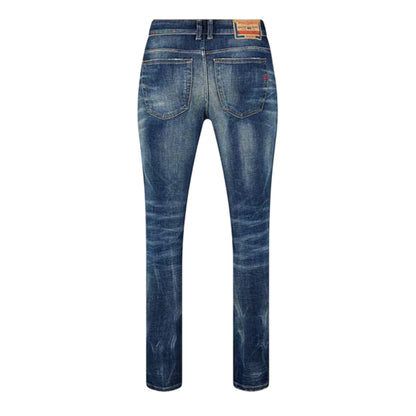 Medium Blue - Back - Diesel Mens Sleenker Organic Cotton Skinny Jeans