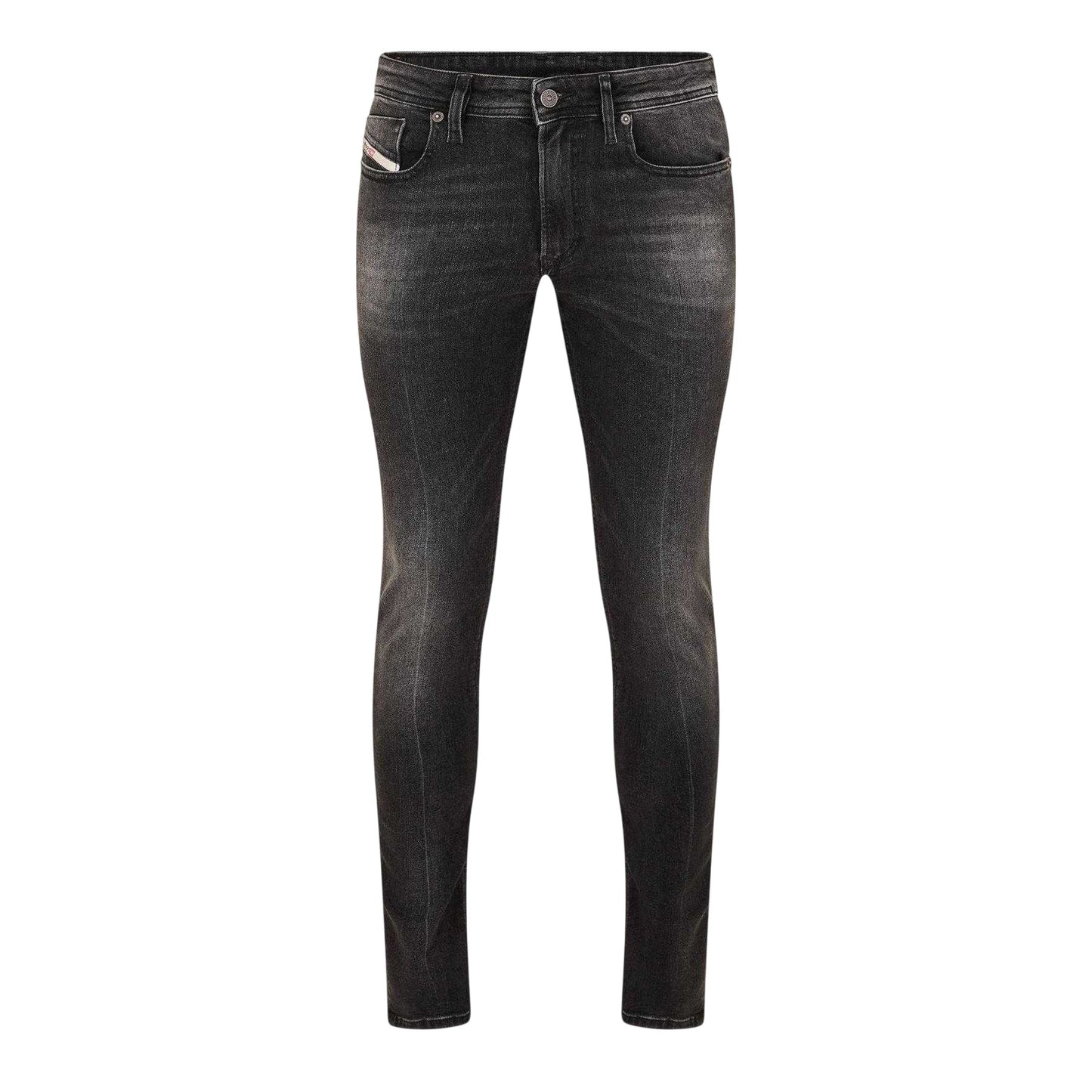 Black-Grey Denim - Front - Diesel Mens Sleenker Organic Cotton Skinny Jeans