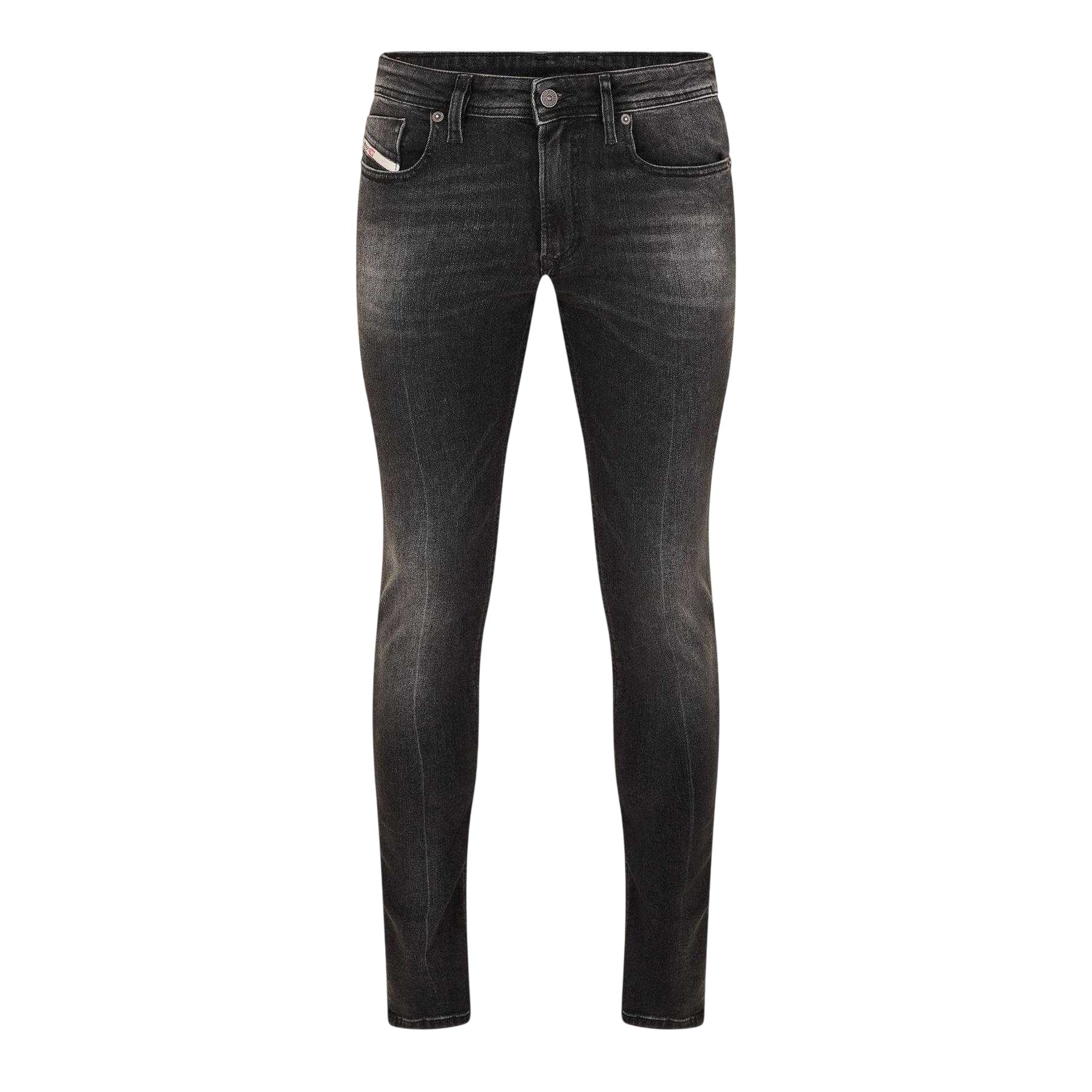 Black-Grey Denim - Front - Diesel Mens Sleenker Organic Cotton Skinny Jeans