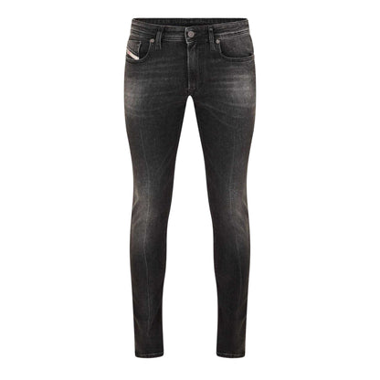 Black-Grey Denim - Front - Diesel Mens Sleenker Organic Cotton Skinny Jeans