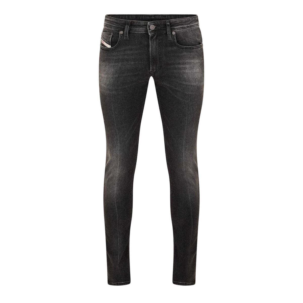 Black-Grey Denim - Front - Diesel Mens Sleenker Organic Cotton Skinny Jeans