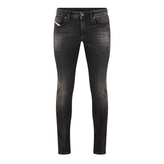 Black-Grey Denim - Front - Diesel Mens Sleenker Organic Cotton Skinny Jeans