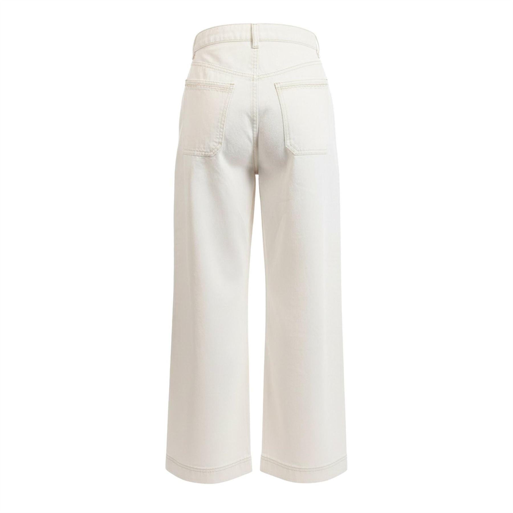 Natural - Back - Boss Womens-Ladies Marlene Cotton Wide Leg Jeans