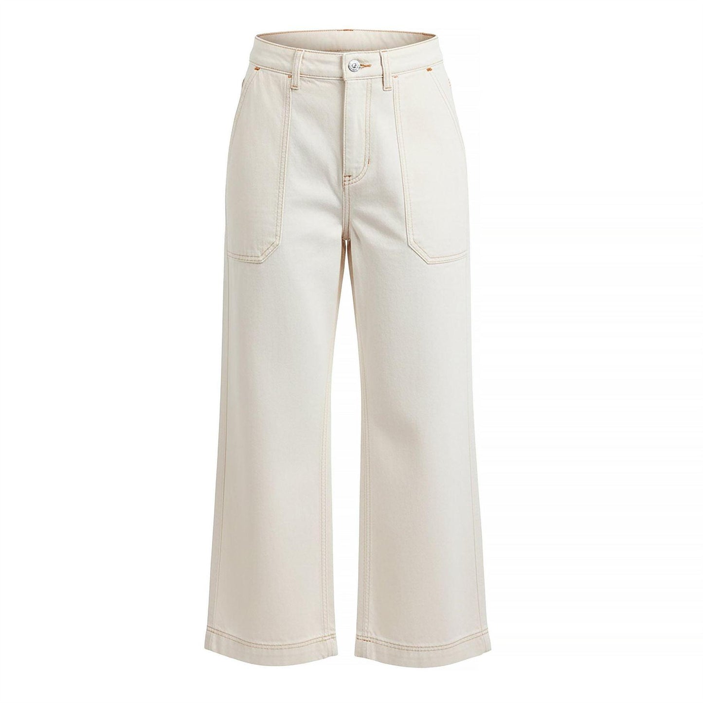 Natural - Front - Boss Womens-Ladies Marlene Cotton Wide Leg Jeans